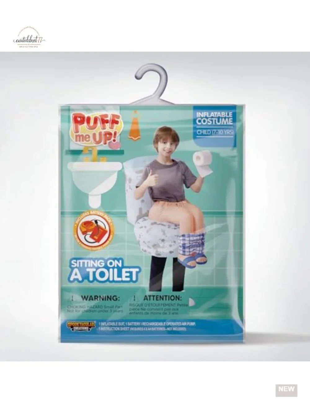 Kids Halloween Inflatable Toilet Costume with Fan, Funny Blow Up Suit, Up to